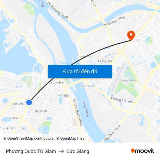 Phường Quốc Tử Giám to Đức Giang map
