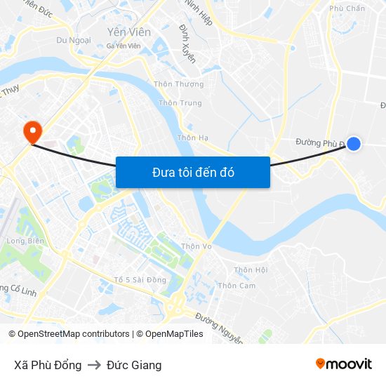 Xã Phù Đổng to Đức Giang map