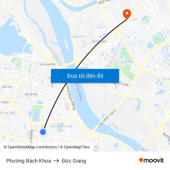 Phường Bách Khoa to Đức Giang map