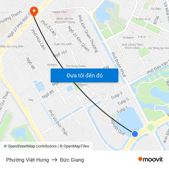 Phường Việt Hưng to Đức Giang map