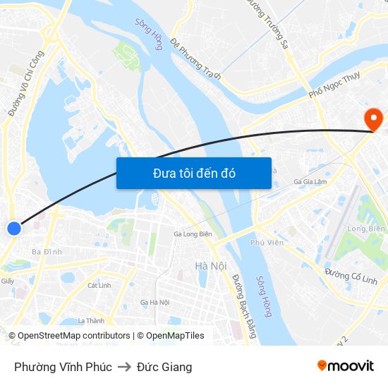 Phường Vĩnh Phúc to Đức Giang map