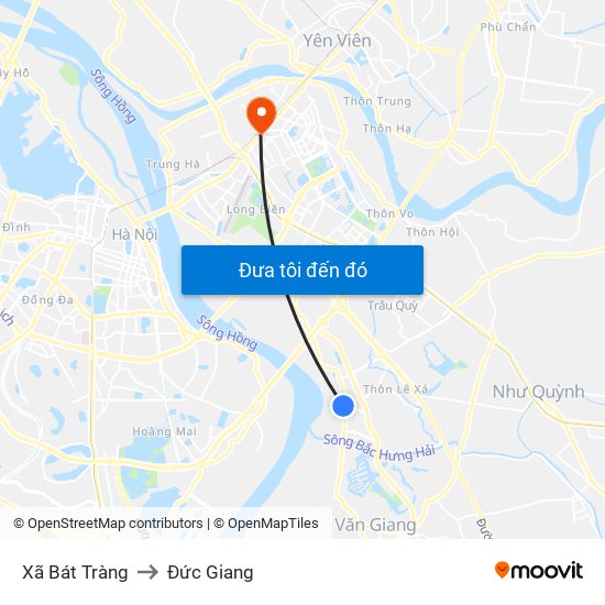Xã Bát Tràng to Đức Giang map