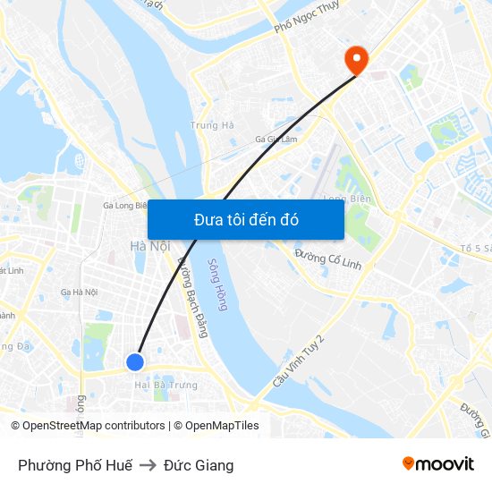 Phường Phố Huế to Đức Giang map