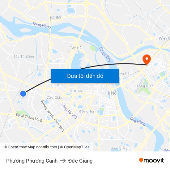 Phường Phương Canh to Đức Giang map