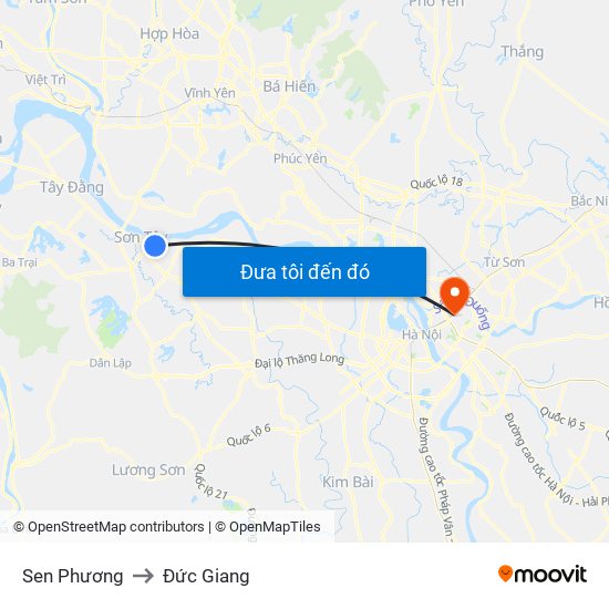 Sen Phương to Đức Giang map