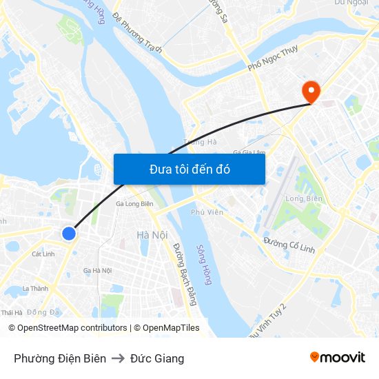 Phường Điện Biên to Đức Giang map