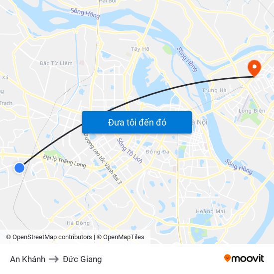 An Khánh to Đức Giang map