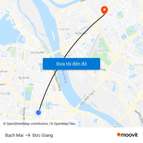 Bạch Mai to Đức Giang map
