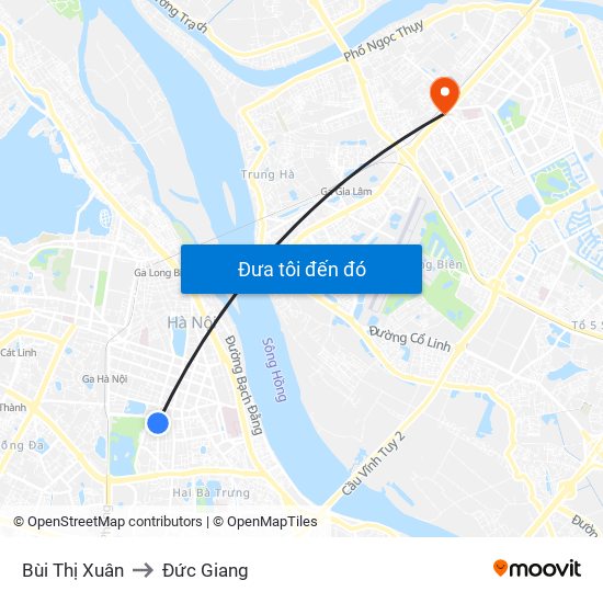 Bùi Thị Xuân to Đức Giang map