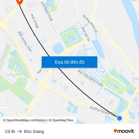 Cổ Bi to Đức Giang map