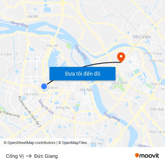 Cống Vị to Đức Giang map