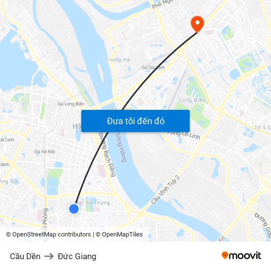 Cầu Dền to Đức Giang map