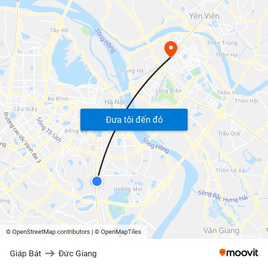Giáp Bát to Đức Giang map
