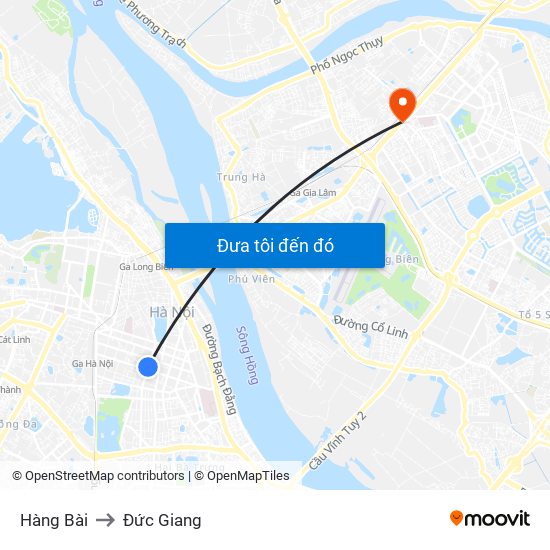 Hàng Bài to Đức Giang map
