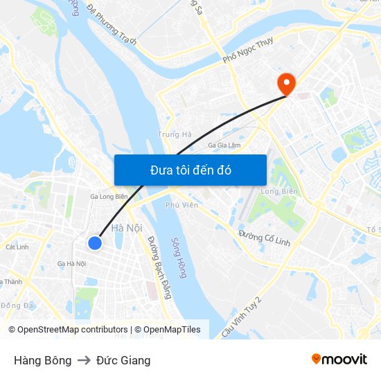 Hàng Bông to Đức Giang map