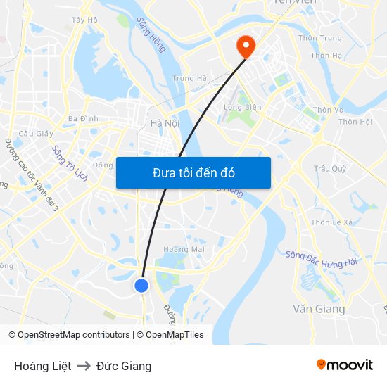 Hoàng Liệt to Đức Giang map