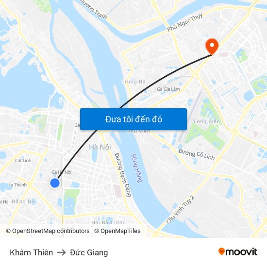 Khâm Thiên to Đức Giang map