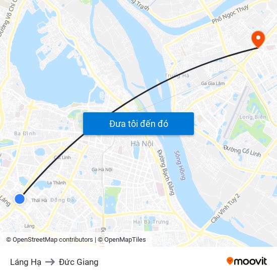 Láng Hạ to Đức Giang map