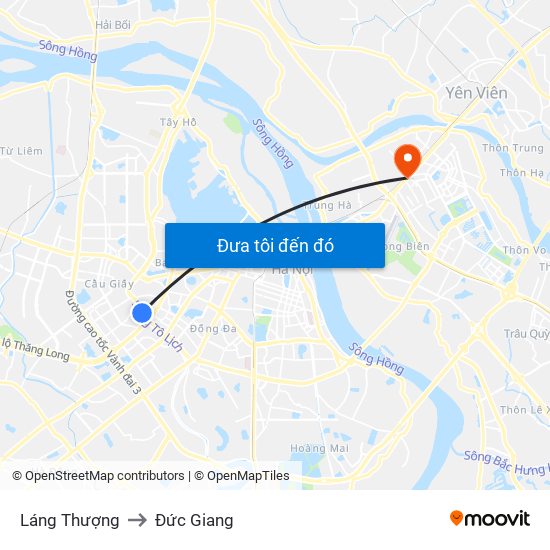 Láng Thượng to Đức Giang map