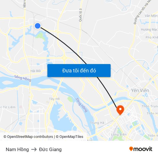Nam Hồng to Đức Giang map
