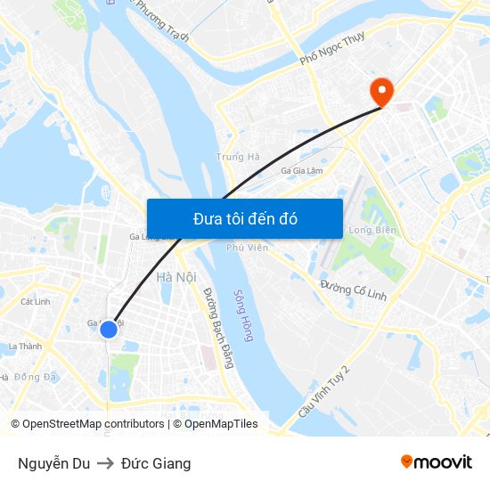 Nguyễn Du to Đức Giang map