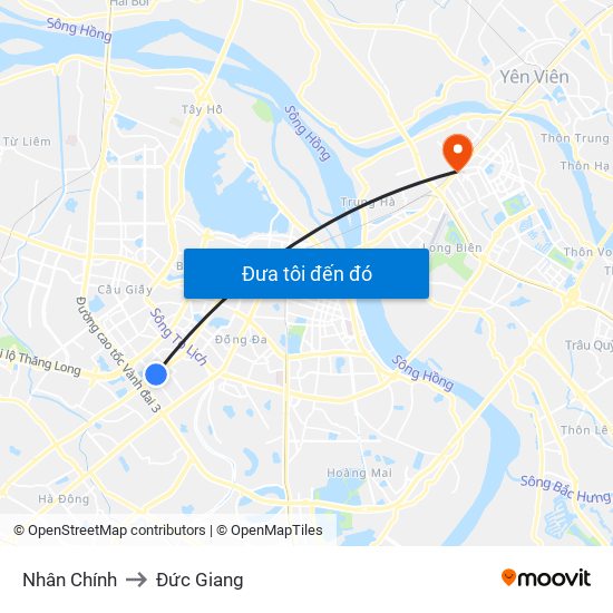 Nhân Chính to Đức Giang map