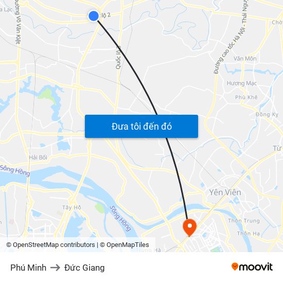 Phú Minh to Đức Giang map