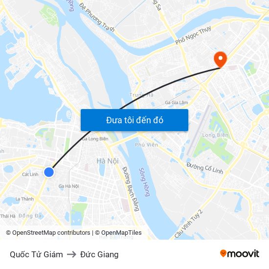 Quốc Tử Giám to Đức Giang map