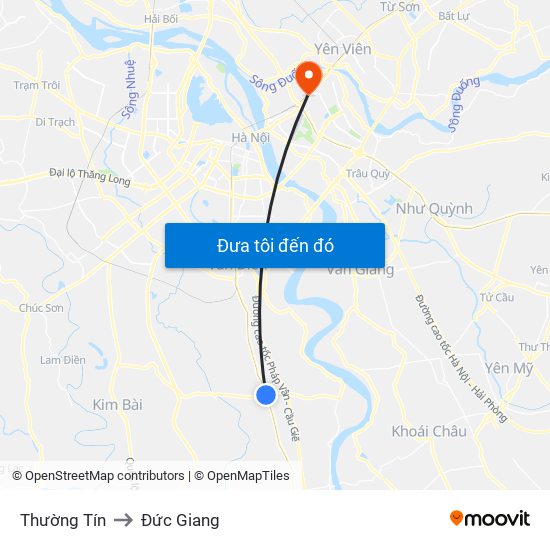 Thường Tín to Đức Giang map