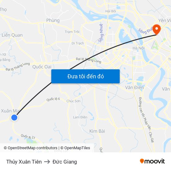 Thủy Xuân Tiên to Đức Giang map