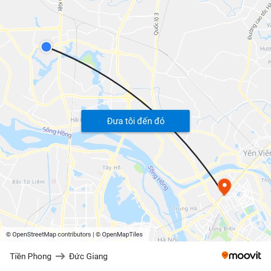 Tiền Phong to Đức Giang map