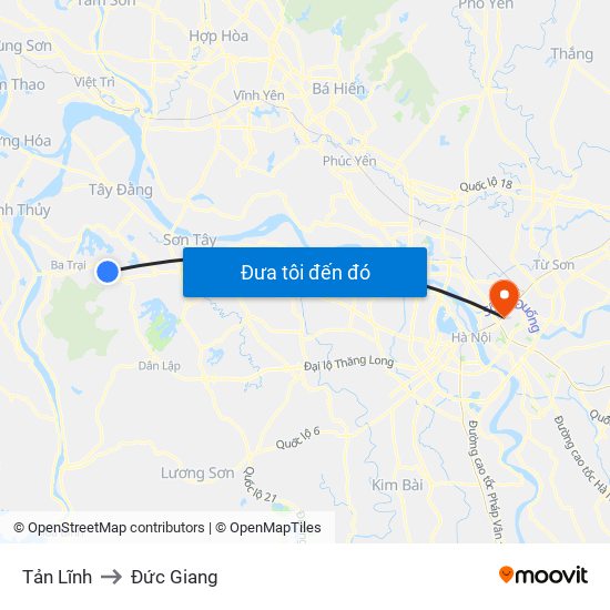 Tản Lĩnh to Đức Giang map