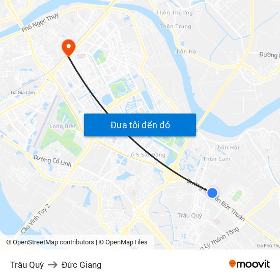 Trâu Quỳ to Đức Giang map