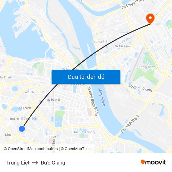 Trung Liệt to Đức Giang map