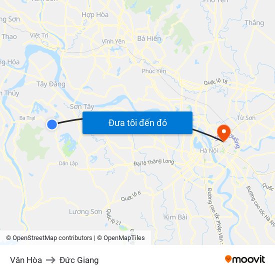 Vân Hòa to Đức Giang map