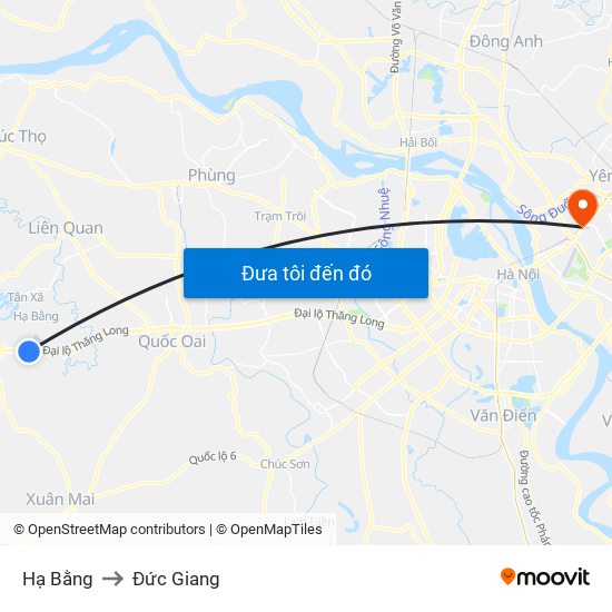 Hạ Bằng to Đức Giang map