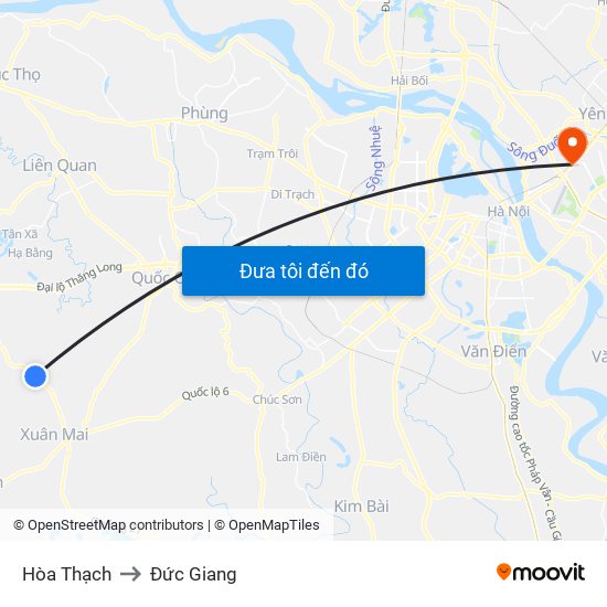 Hòa Thạch to Đức Giang map