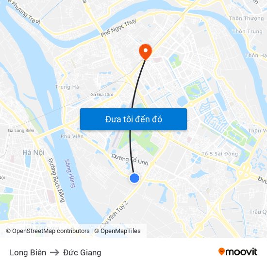 Long Biên to Đức Giang map