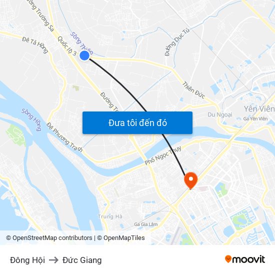 Đông Hội to Đức Giang map