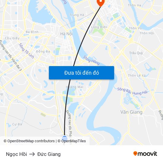 Ngọc Hồi to Đức Giang map