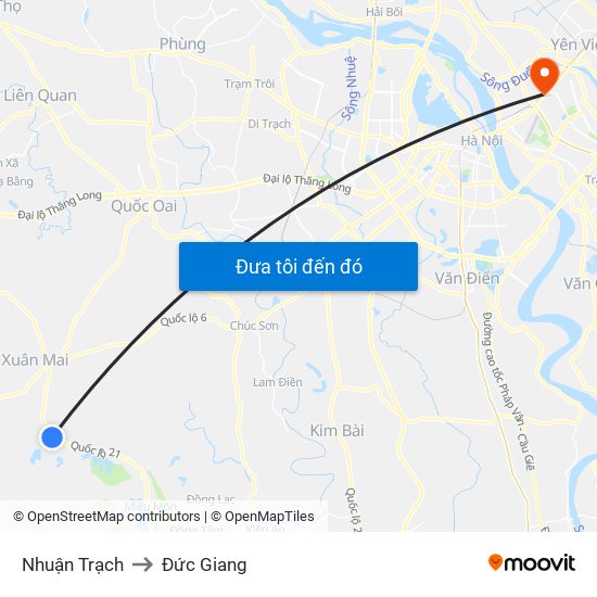 Nhuận Trạch to Đức Giang map