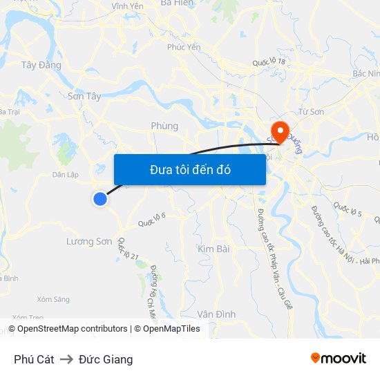 Phú Cát to Đức Giang map
