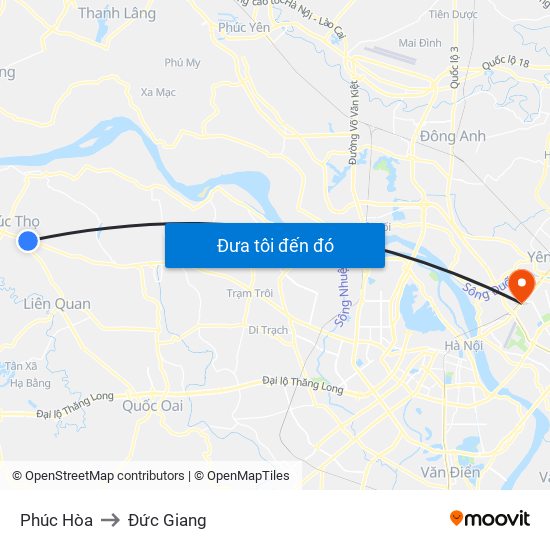 Phúc Hòa to Đức Giang map