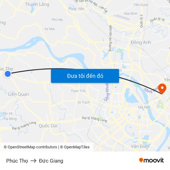 Phúc Thọ to Đức Giang map