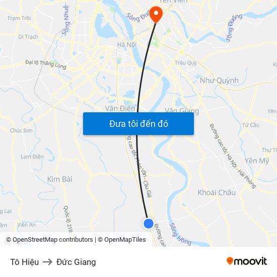 Tô Hiệu to Đức Giang map