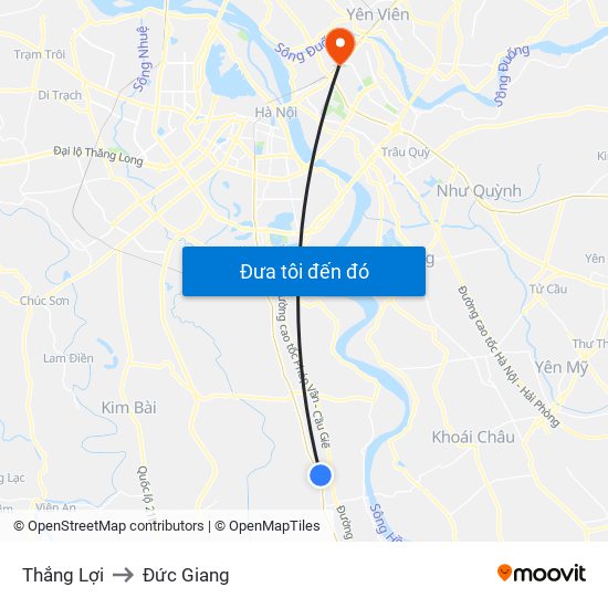Thắng Lợi to Đức Giang map
