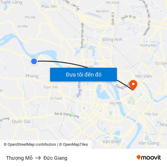 Thượng Mỗ to Đức Giang map