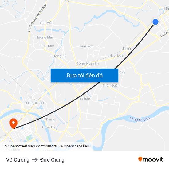 Võ Cường to Đức Giang map