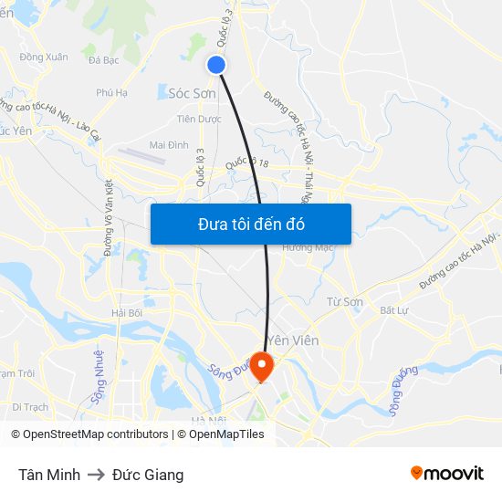 Tân Minh to Đức Giang map