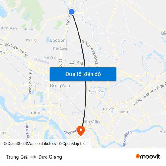 Trung Giã to Đức Giang map